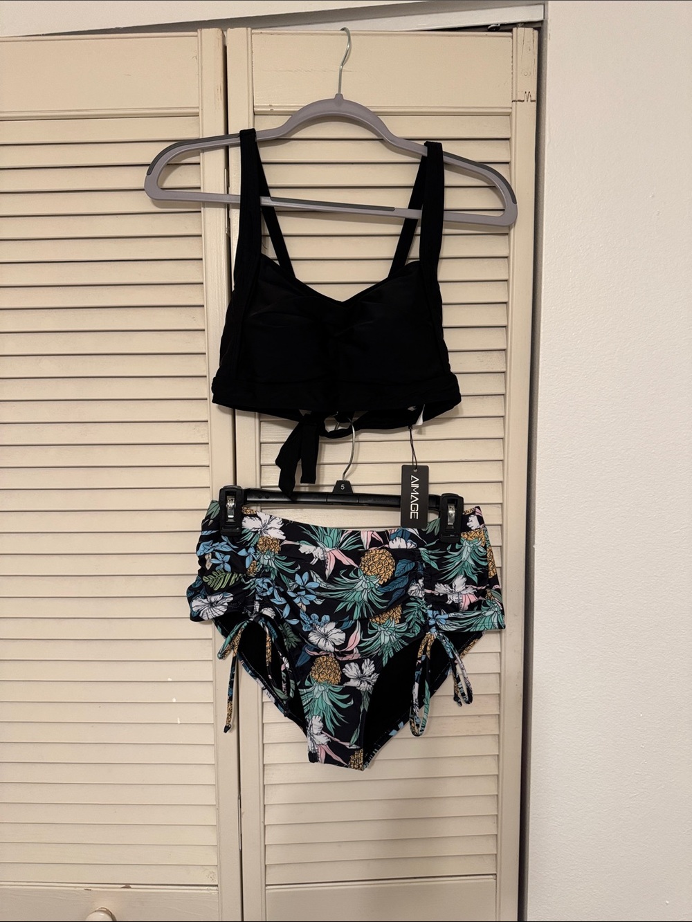 Image Black Floral High-Waist Bikini Set